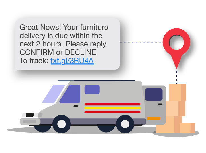 SMS delivery notifications with geo-fencing